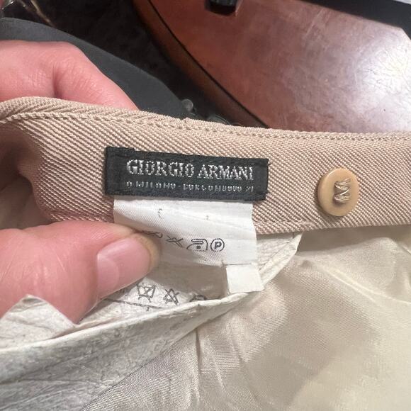 Vintage Georgio Armani Women's Beige Tulip Skirt Sz 12 100% Wool Fit and Flare - Picture 2 of 15